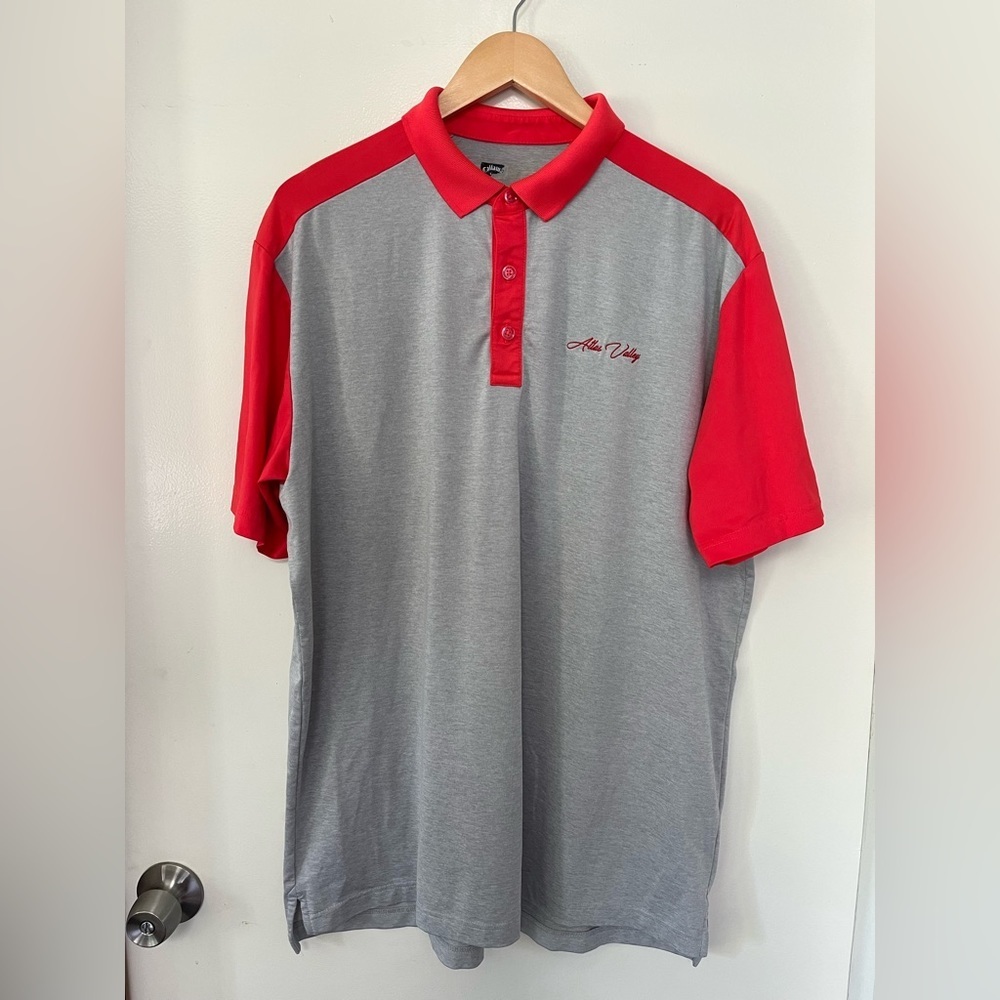 Callaway Men's Size XL Golf Atlas Valley Polo Red Grey
